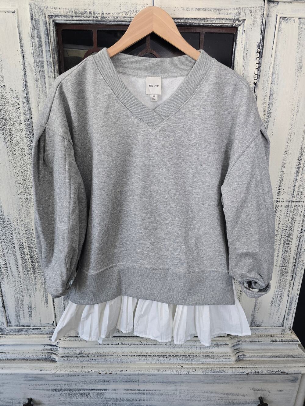 NWT Anthropologie Maeve Gray Twofer Sweatshirt - XS